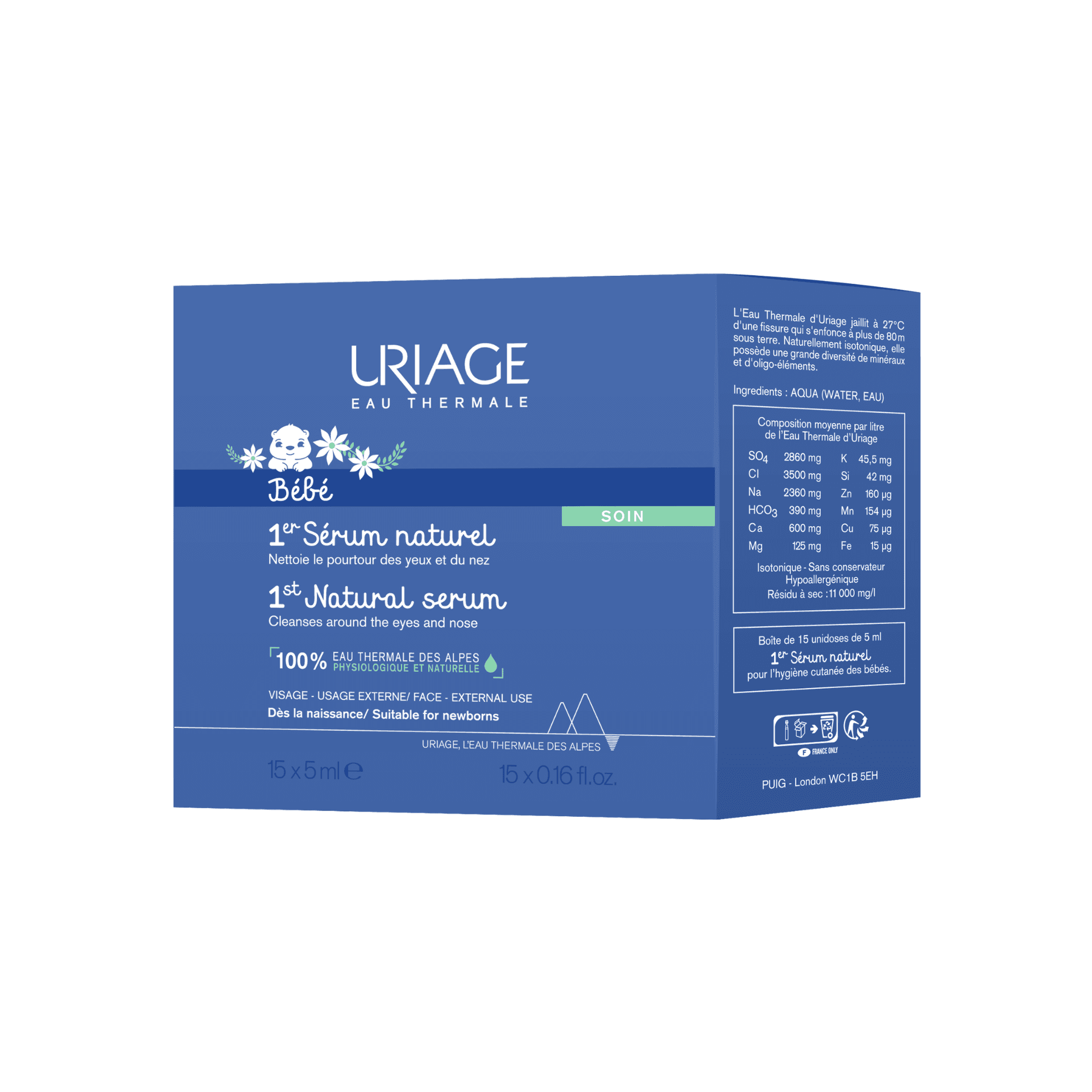 URIAGE BEBE 1ºSORO FISIOLÓGICO NATURAL 5ML X15 | WOWFARMA