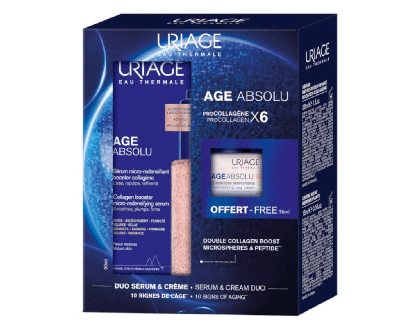Uriage Age Absolu Collagen Booster Micro-Redensifying Sérum 30ml + Creme Rosa 15ml Coffret