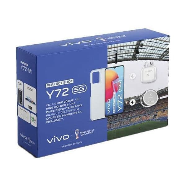 Vivo Y72 5G 6.58" Dual SIM 8GB/128GB Black + Auscultadores True Wireless + Capa + Suporte Anel