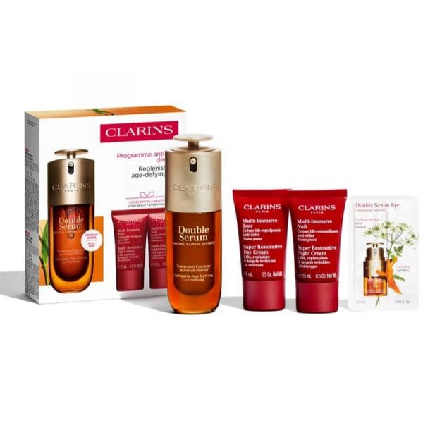 Clarins Double Sérum 50ml + Multi Intensive Day Cream All Skin Types 15ml + Multi Intensive Night Cream All Skin Types 15ml + Double Sérum Eye 0.9ml Coffret