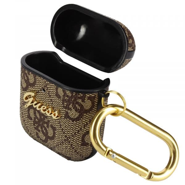 Guess Capa para AirPods Rígido Design com Logótipo Gravado em Relevo Brown