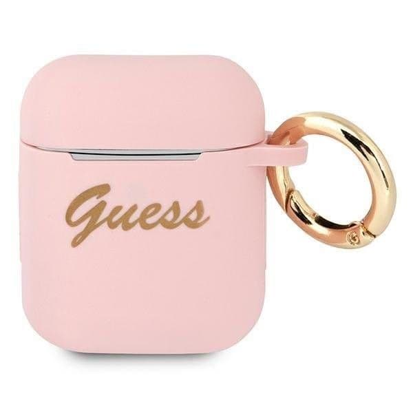 Guess Capa Silicone Traseira Gua2sssi AirPods Cover Cor-de-rosa / Cor-de-rosa Vintage Script
