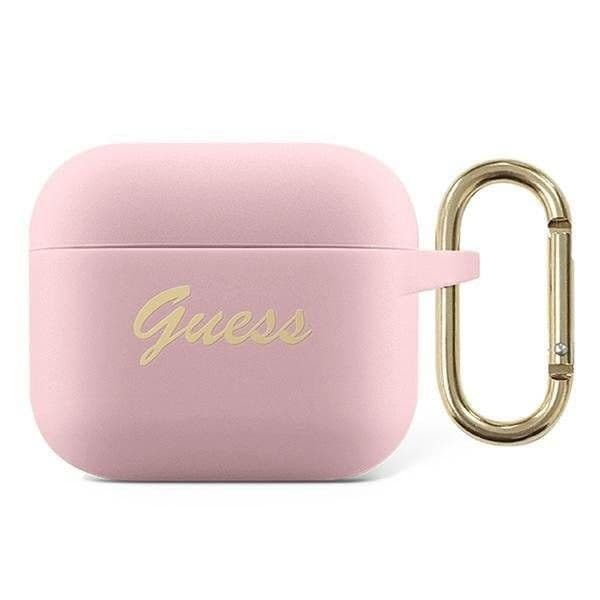Guess Capa Silicone Traseira Gua3sssi AirPods 3 Cover Cor-de-rosa / Cor-de-rosa Vintage Script