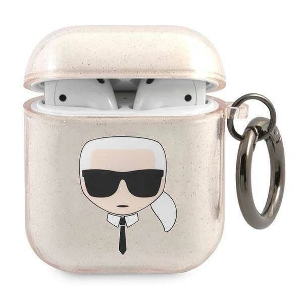 Karl Lagerfeld Capa Kla2Ukhgd AirPods Cover Zloty/gold + Glitter Karl`s Head