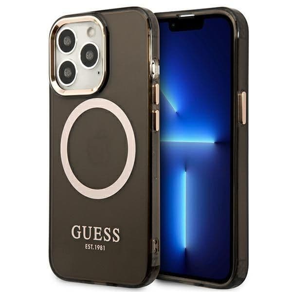 Guess Capa Hardcase para iPhone 13 Pro Max Clear/Gold