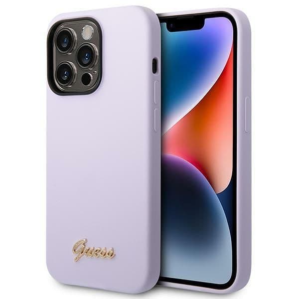 Guess Capa Silicone Vintage para iPhone 14 Pro Purple