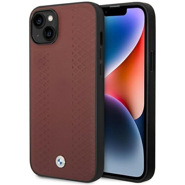 BMW Capa Couro para iPhone 14 Burgundy