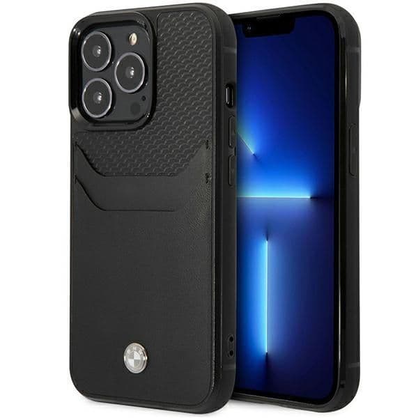 BMW Capa Leather Card Slot para iPhone 14 Pro Black