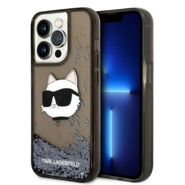 Karl Lagerfeld Capa Glitter Choupette Head para iPhone 14 Pro Black