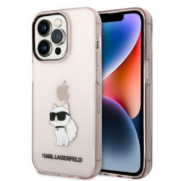 Karl Lagerfeld Capa Ikonik Choupette para iPhone 14 Pro Max Pink