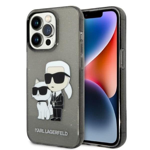 Karl Lagerfeld Capa Glitter Karl&Choupette para iPhone 14 Pro Max Black