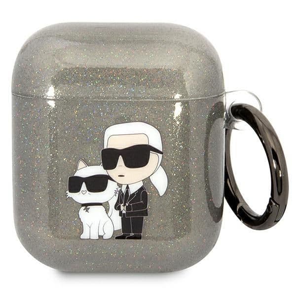 Karl Lagerfeld Capa Glitter Karl & Choupette para AirPods 1/2 Black