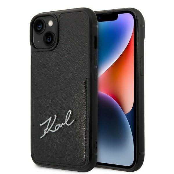 Karl Lagerfeld Capa Signature Logo com Porta-Cartões para iPhone 14 Plus Black