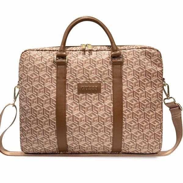 Guess Mala GCube Stripes para Portátil até 16" Castanha