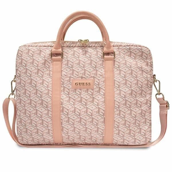 Guess Mala GCube Stripes para Portátil até 16" Rosa