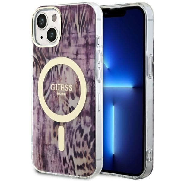 Guess Capa Leopard MagSafe para iPhone 14 Pink