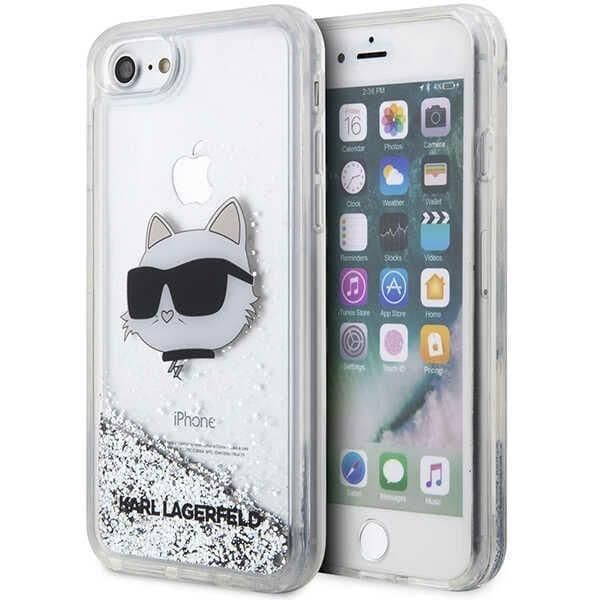 Karl Lagerfeld Capa Glitter Choupette Head para iPhone 7 / 8 / SE 2020 / SE 2022 Silver