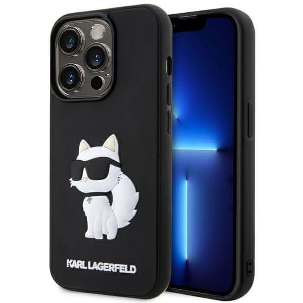 Karl Lagerfeld Capa 3D Rubber Choupette para iPhone 14 Pro Max Black