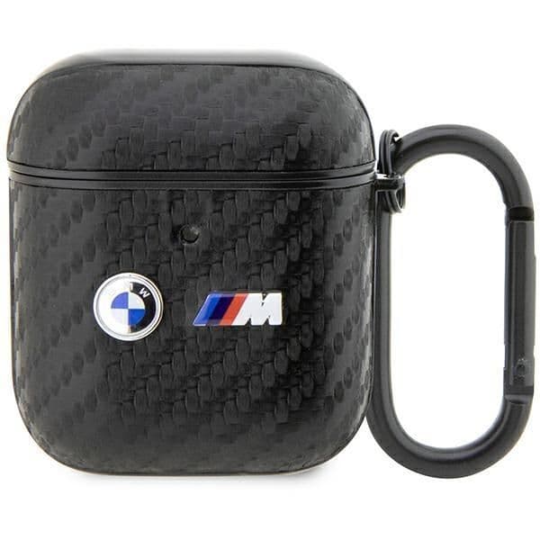 BMW Capa Carbon Double Metal Logo para AirPods 1/2 Black