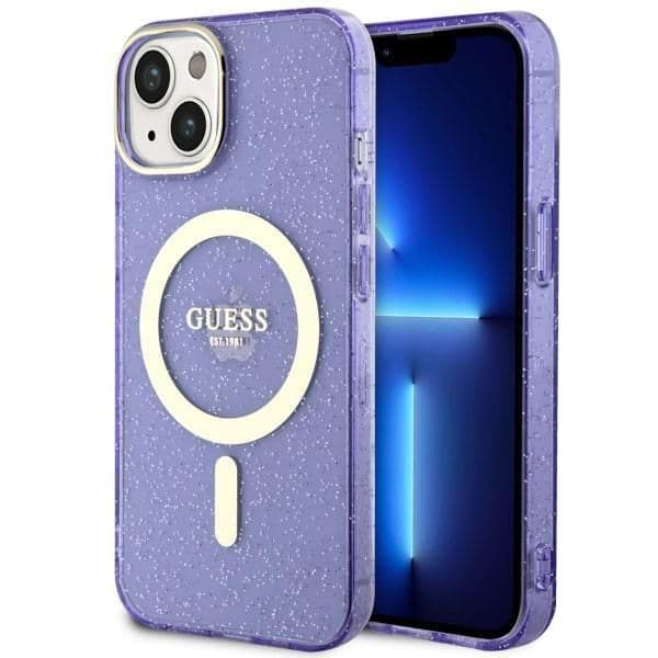 Guess Capa Glitter Gold MagSafe para iPhone 14 Plus 6.7" Purple