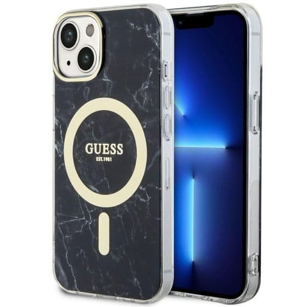 Guess Capa Marble MagSafe para iPhone 14 Plus Black