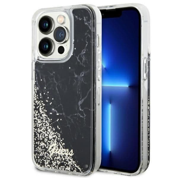 Guess Capa Liquid Glitter Marble para iPhone 14 Pro 6.1" Black