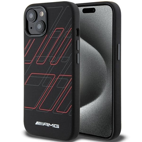 Mercedes-Benz Capa Silicone com Padrão de Losangos Grandes MagSafe para iPhone 15 / 14 / 13 Black