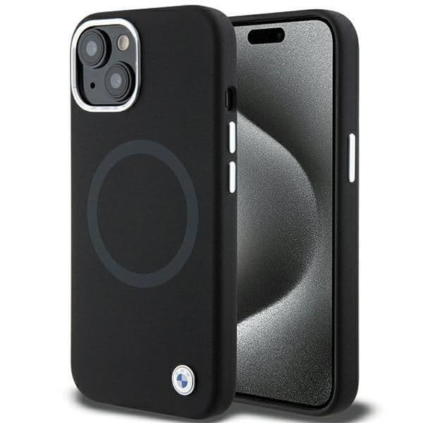 BMW Capa Silicone Líquido MagSafe para iPhone 15 Black
