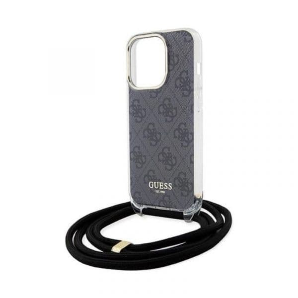 Guess Capa Crossbody Cord 4G para iPhone 15 Pro Max Black