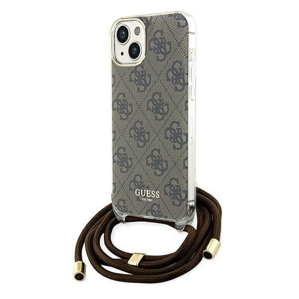 Guess Capa Crossbody Cord 4G Print para iPhone 15 / 14 / 13 Brown