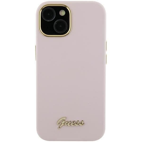 Guess Capa Silicone Script para iPhone 15 Pro Max Pink