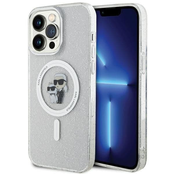 Karl Lagerfeld Capa Glitter MagSafe para iPhone 15 Pro Max Clear
