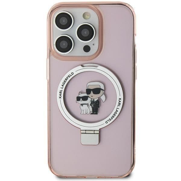 Karl Lagerfeld Capa Ring Stand para iPhone 15 Pink