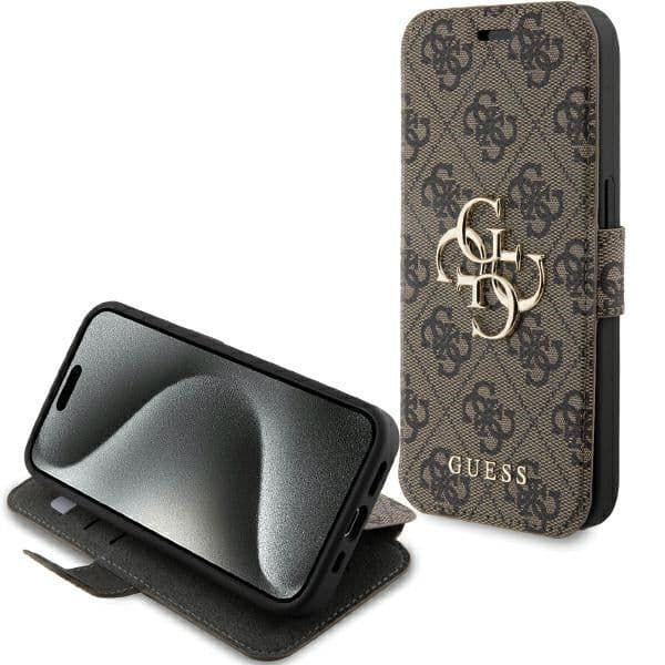 Guess Capa 4G Metal Logo para iPhone 15 Pro Brown