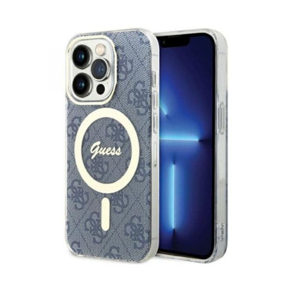 Guess Capa IML 4G MagSafe para iPhone 15 Pro Max Blue