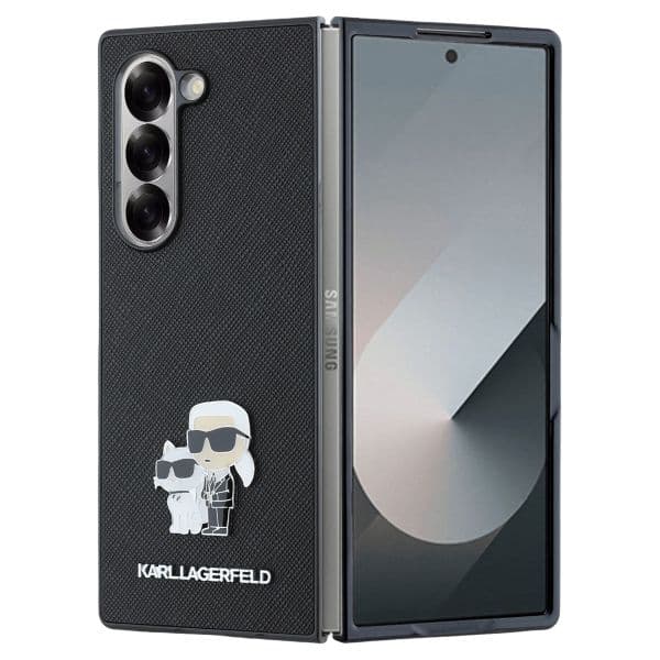 Karl Lagerfeld Capa Saffiano Metal Pin para Samsung Galaxy Z Flip 6 Preto