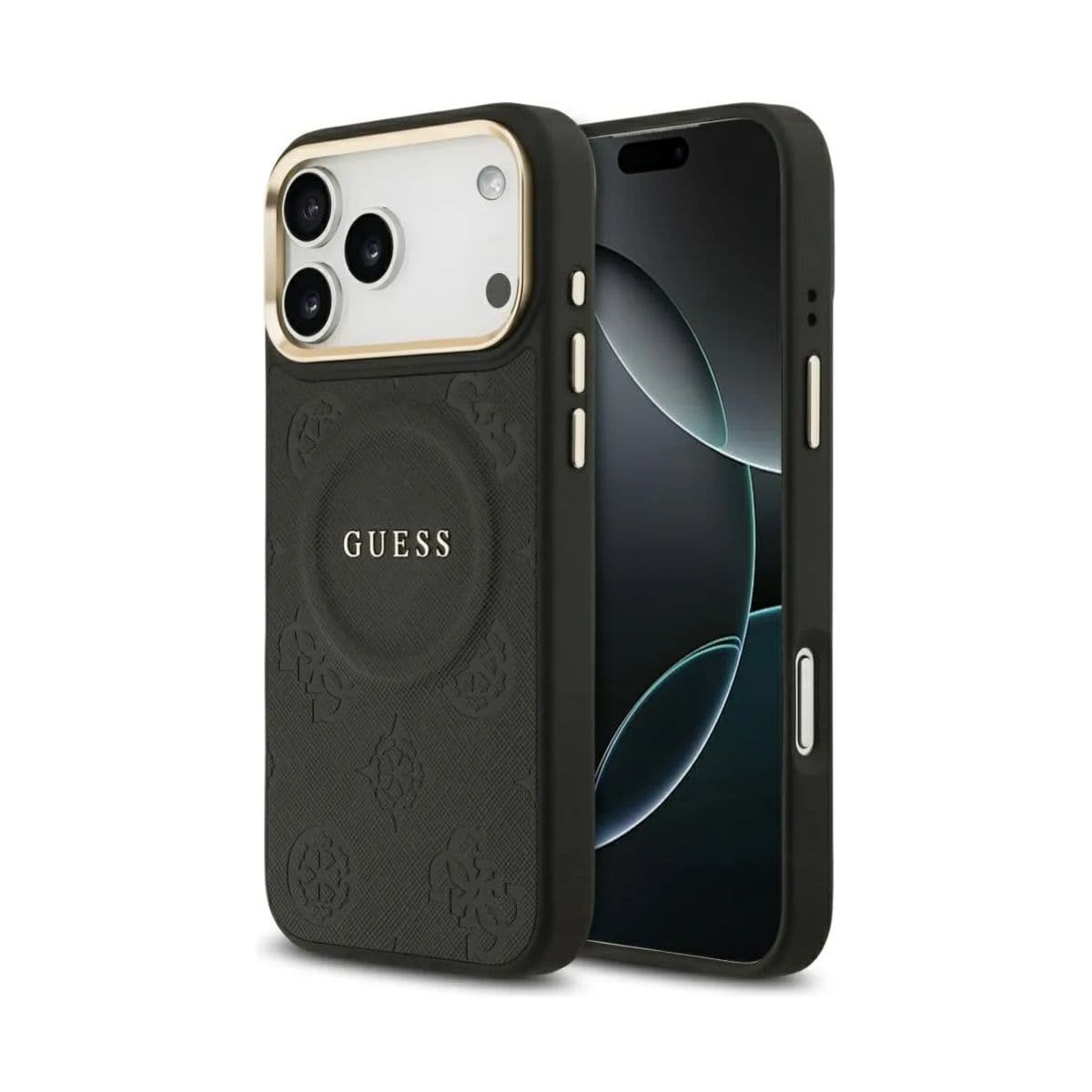 Capa GUESS para iPhone 17 Pro Max - Preta e Dourada - Ligatu
