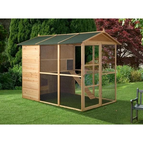 Vente Unique Galinheiro em Madeira com Cerca para 10 Galinhas 266 x 174 x 205 cm Natural Feras