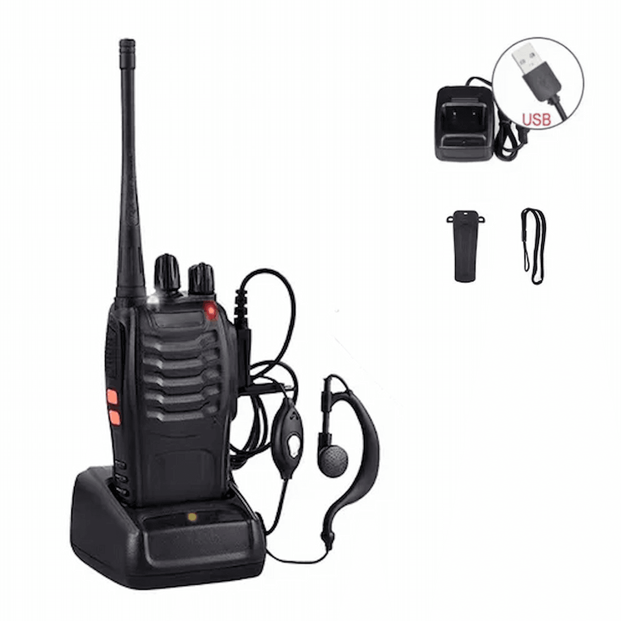 Pack de 4 Walkie Talkies portáteis com carregador USB