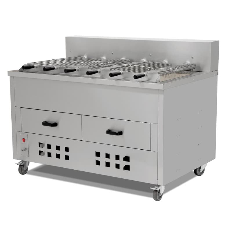 Grelhador de Frangos Horizontal a Carvão – 5 espetos