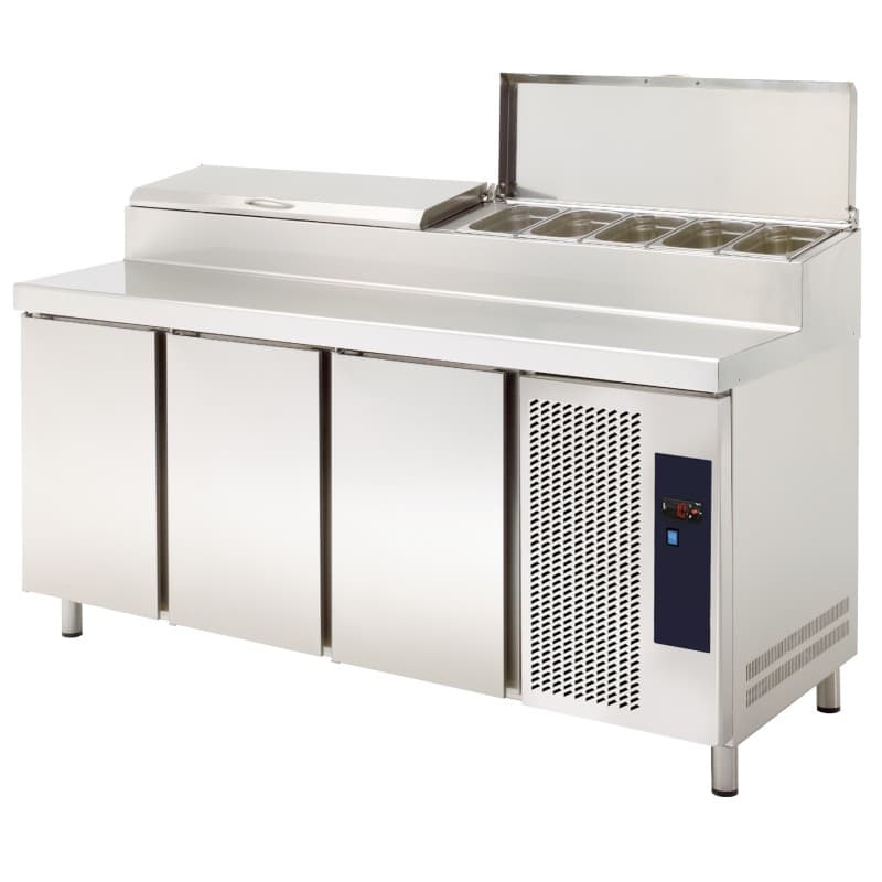 Bancada Refrigerada com 3 portas e vitrine de ingredientes 445l – 590W – 1800X708X850mm