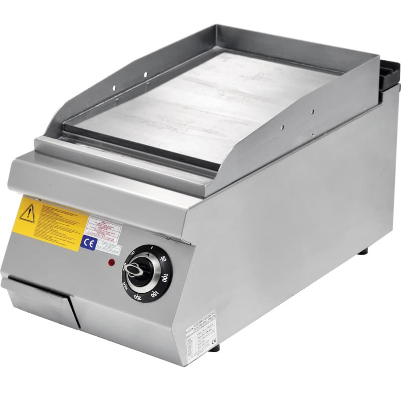 Frytop elétrico de bancada em aço retificado 6kW 400x900x300mm