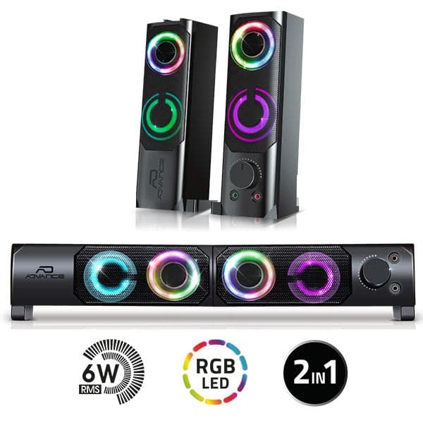 ADVANCE SoundPhonic 2.0 RGB 2-way Preto Com fios 6 W