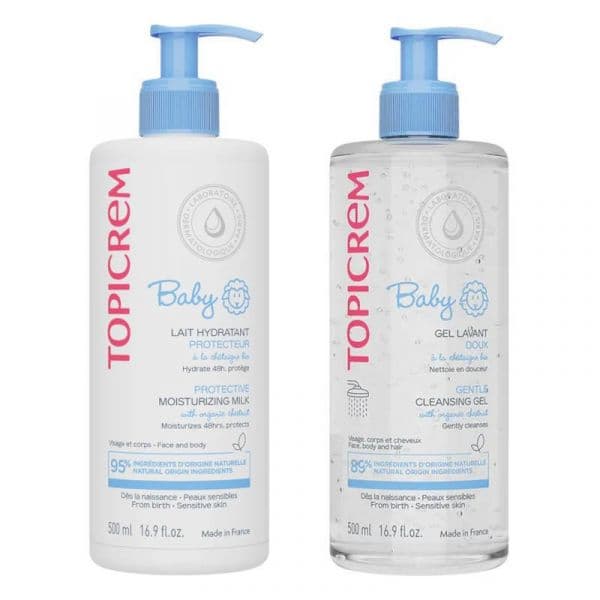 Topicrem Bebé Leite Hidratante 500ml + Gel de Limpeza 75ml