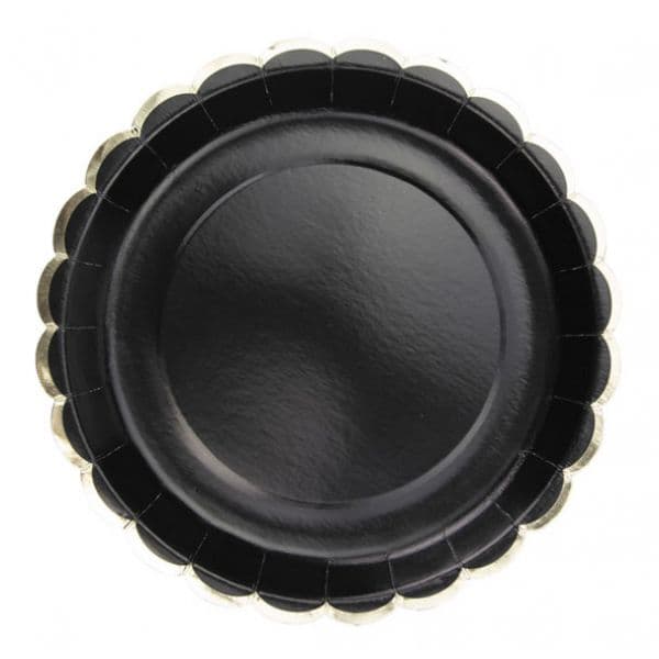 Tim E Puce Pratos 23cm com rebordo Dourado - Preto 8 un. - 550669309