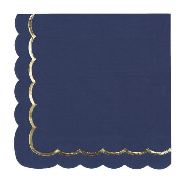 Tim e Puce Guardanapos com Rebordo Dourado Azul Marinho - 550676376