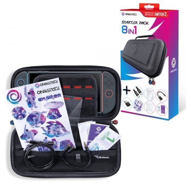 Oniverse Starter Pack 8 em 1 para Nintendo Switch 2, Kit Iniciante, Capa, Cinza