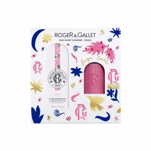 Roger & Gallet Rose Água Perfumada 100ml + Vela Perfumada 75g Coffret