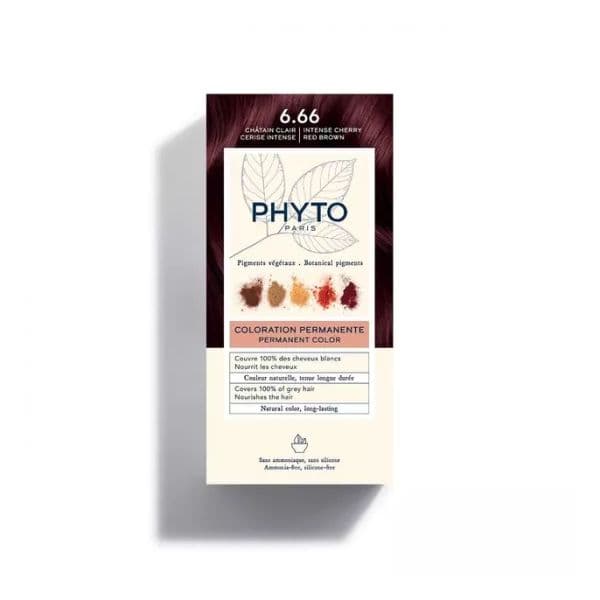 Phyto Coloração Permanente Cabelos Pintados 6.66 Castanho Claro Cereja Intenso