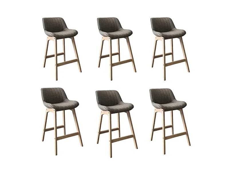 Conjunto de ilha e cadeiras de bar em carvalho com assento em tecido MELLOW de 65 cm